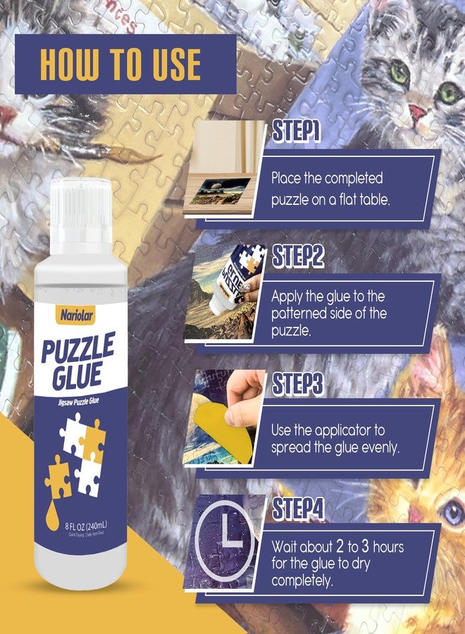 Nariolar Puzzle Glue Clear 8 Oz (240ml) with Applicator, Jigsaw Puzzle Glue for 1000/3000/6000 Pieces, Framing Puzzles, Quick Drying - Image 3